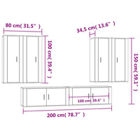 Set di Mobili Porta TV 6 pz Bianco Lucido in Legno Multistrato 3188864