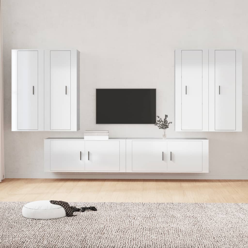 Set di Mobili Porta TV 6 pz Bianco Lucido in Legno Multistratocod mxl 77304