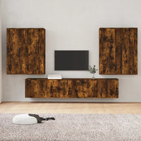 Set di Mobili Porta TV 6 pz Rovere Fumo in Legno Multistratocod mxl 100830