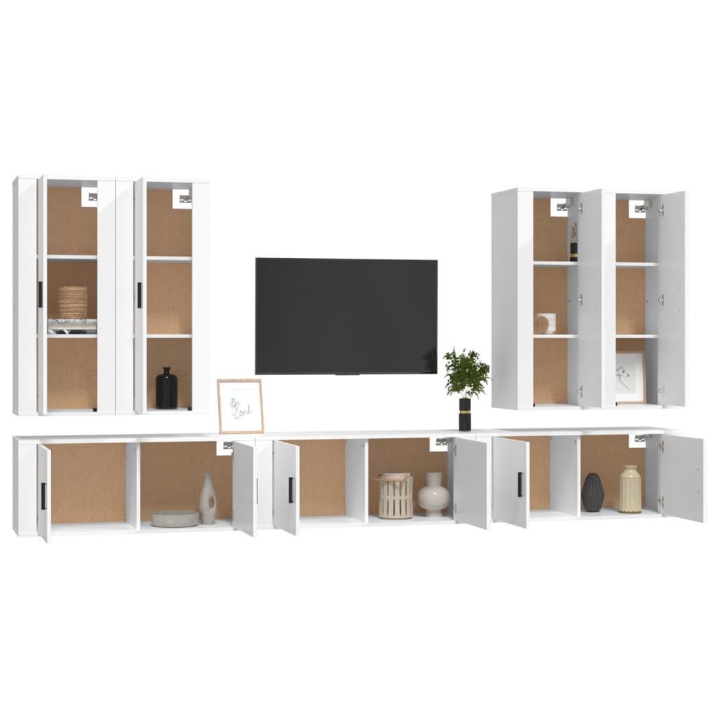 Set di Mobili Porta TV 7 pz Bianco in Legno Multistrato 3188870