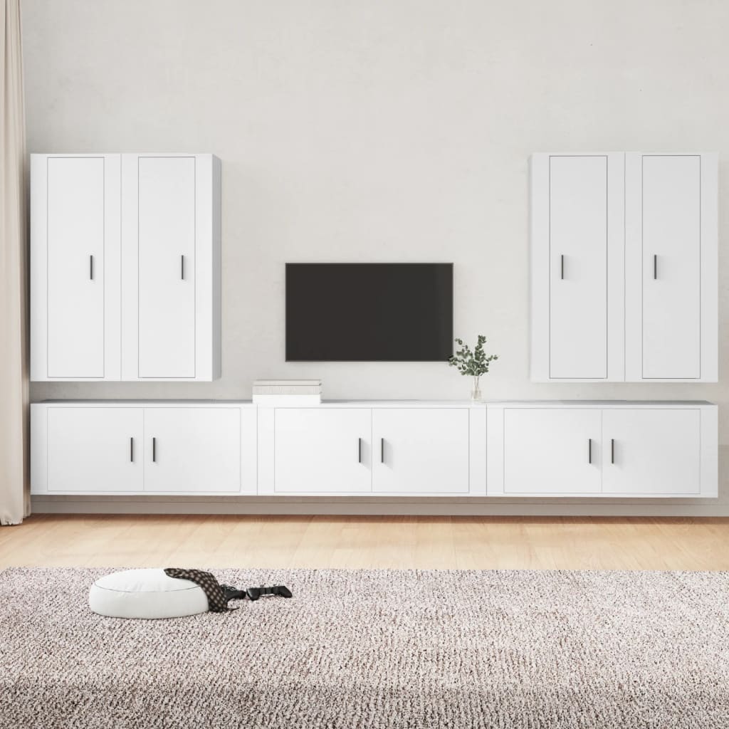 Set di Mobili Porta TV 7 pz Bianco in Legno Multistrato 3188870