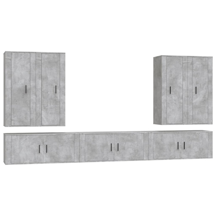 Set di Mobili Porta TV 7 pz Grigio Cemento in Legno Multistrato 3188874