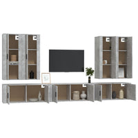 Set di Mobili Porta TV 7 pz Grigio Cemento in Legno Multistrato 3188874