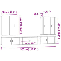 Set di Mobili Porta TV 7 pz Grigio Cemento in Legno Multistrato 3188874