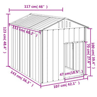 Casetta Cani con Tetto Antracite 117x153x123 cm Acciaio Zincato 172348