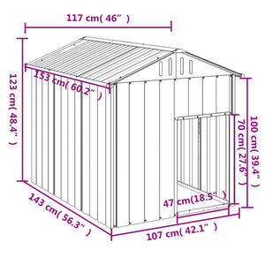 Casetta Cani con Tetto Antracite 117x153x123 cm Acciaio Zincato 172348