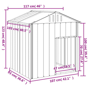 Casetta Cani Tetto Grigio Chiaro 117x103x123 cm Acciaio Zincato 172350