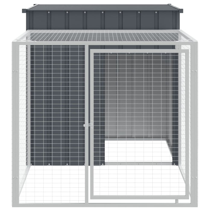 Pollaio con Area Corsa Antracite 110x201x110 cm Acciaio Zincatocod mxl 70294