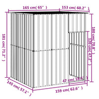 Casetta Cani Tetto Grigio Chiaro 165x153x181 cm Acciaio Zincato 172364