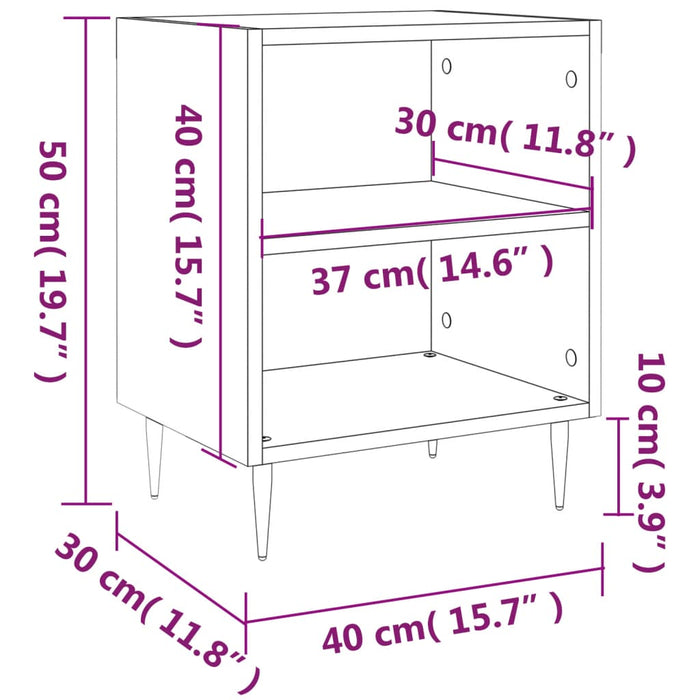 Comodino Bianco 40x30x50 cm in Legno Multistrato 826764