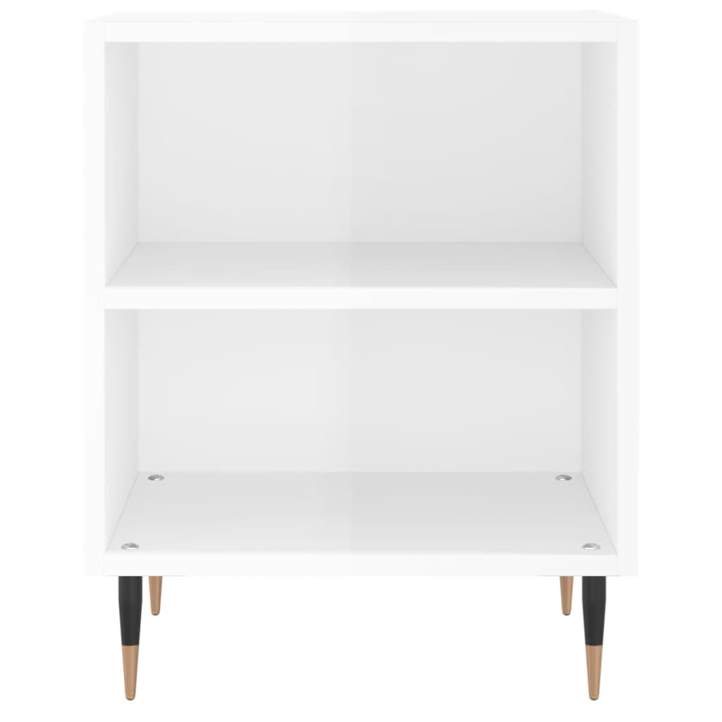 Comodino Bianco Lucido 40x30x50 cm in Legno Multistrato 826768