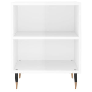 Comodino Bianco Lucido 40x30x50 cm in Legno Multistrato 826768