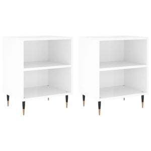 Comodini 2 pz Bianco Lucido 40x30x50 cm in Legno Multistrato 826769