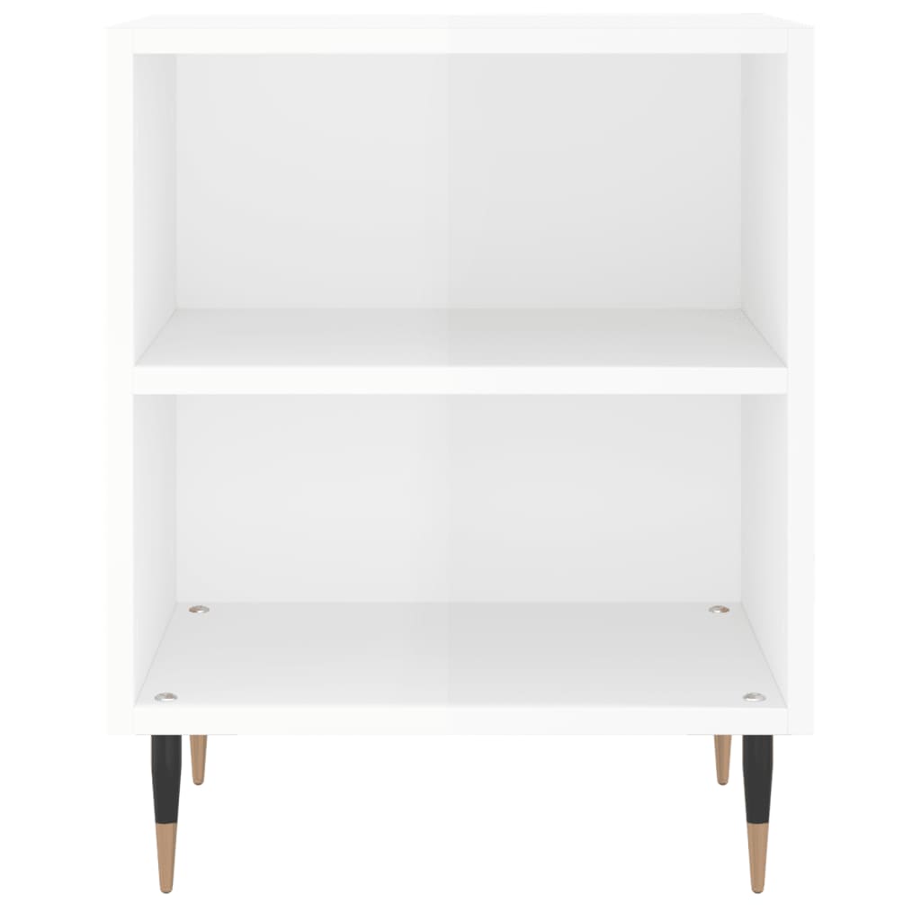 Comodini 2 pz Bianco Lucido 40x30x50 cm in Legno Multistrato 826769