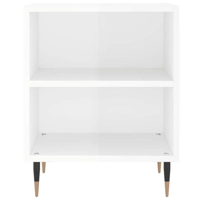 Comodini 2 pz Bianco Lucido 40x30x50 cm in Legno Multistrato 826769