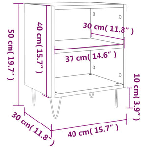 Comodino Bianco Lucido 40x30x50 cm in Legno Multistrato 826784