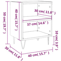 Comodini 2 pz Grigio Cemento 40x30x50 cm in Legno Multistrato 826789