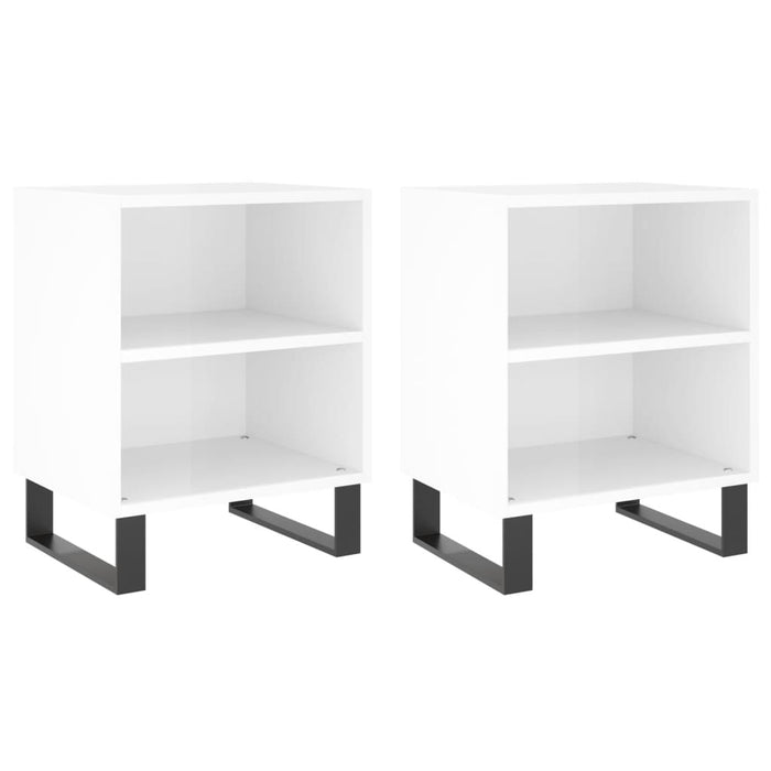 Comodini 2 pz Bianco Lucido 40x30x50 cm in Legno Multistrato 826801