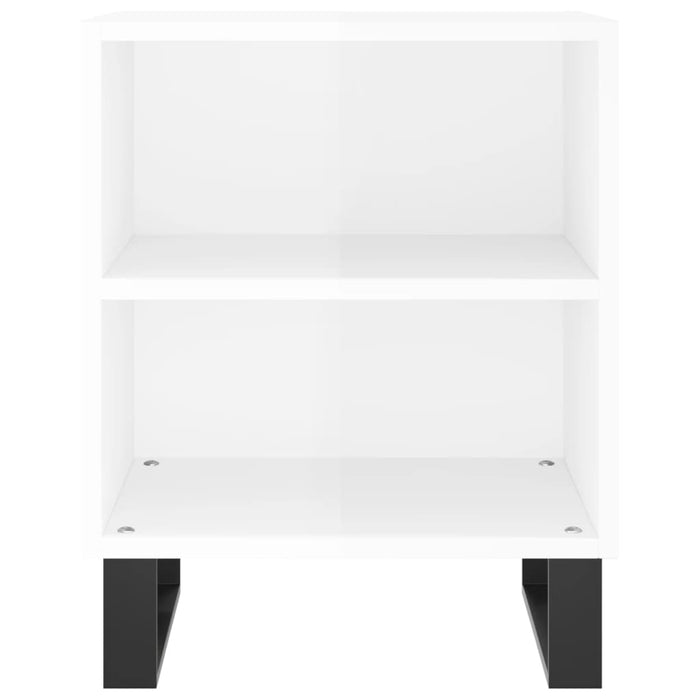 Comodini 2 pz Bianco Lucido 40x30x50 cm in Legno Multistrato 826801