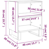 Comodini Rovere Fumo 2 pz 40x30x50 cm in Legno Multistrato 826807