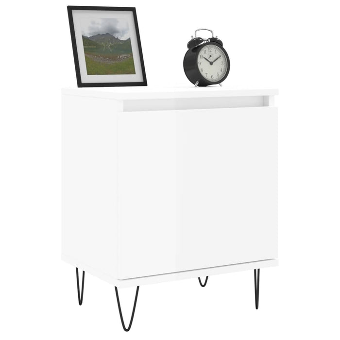 Comodino Bianco Lucido 40x30x50 cm in Legno Multistratocod mxl 80436