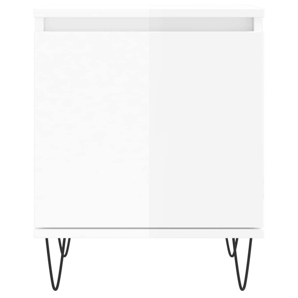 Comodini 2 pz Bianco Lucido 40x30x50 cm in Legno Multistrato 826833