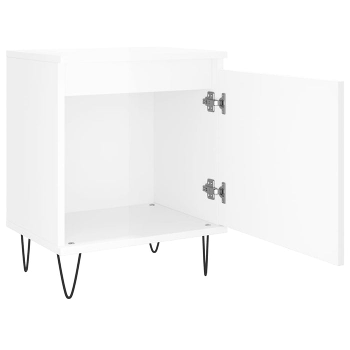 Comodini 2 pz Bianco Lucido 40x30x50 cm in Legno Multistrato 826833