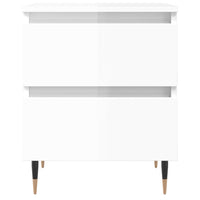 Comodini 2pz Bianco Lucido 40x35x50 cm in Legno Multistrato 826865