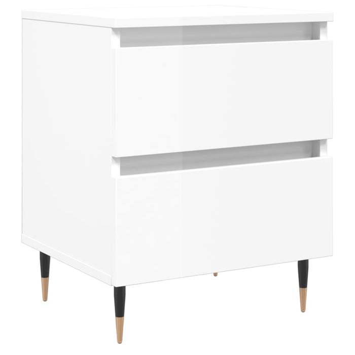 Comodini 2pz Bianco Lucido 40x35x50 cm in Legno Multistrato 826865