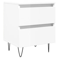 Comodino Bianco Lucido 40x35x50 cm in Legno Multistrato 826880