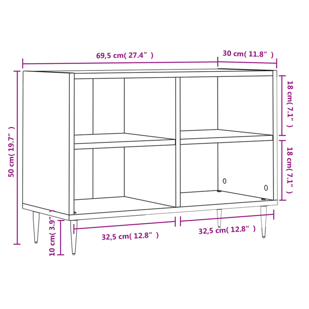 Mobile Porta TV Rovere Sonoma 69,5x30x50cm in Legno Multistrato 826959