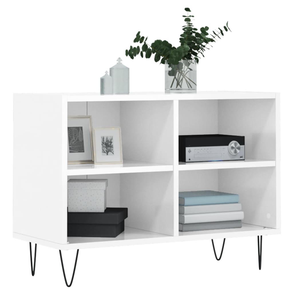 Mobile Porta TV Bianco Lucido 69,5x30x50cm in Legno Multistrato 826966