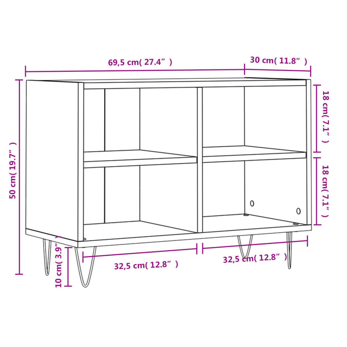 Mobile Porta TV Bianco Lucido 69,5x30x50cm in Legno Multistrato 826966