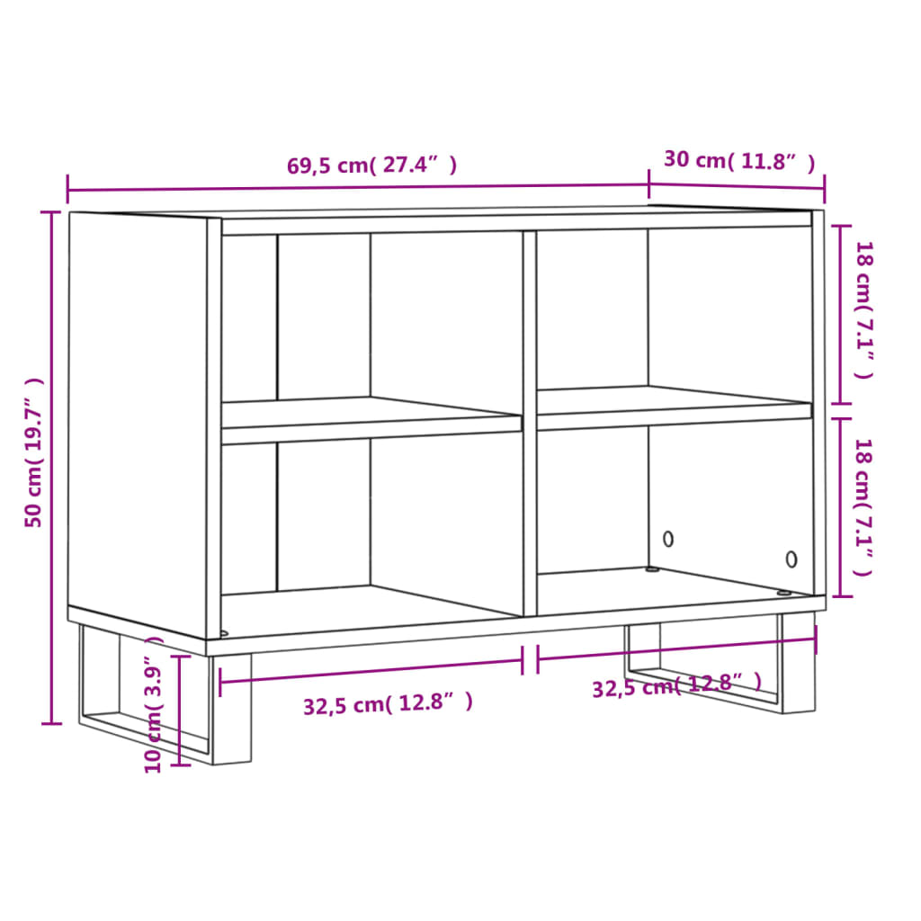 Mobile Porta TV Rovere Fumo 69,5x30x50 cm in Legno Multistrato 826977