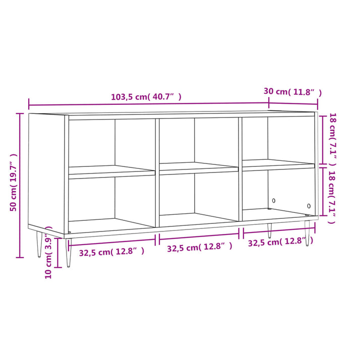 Mobile Porta TV Rovere Fumo 103,5x30x50 cm in Legno Multistrato 826985