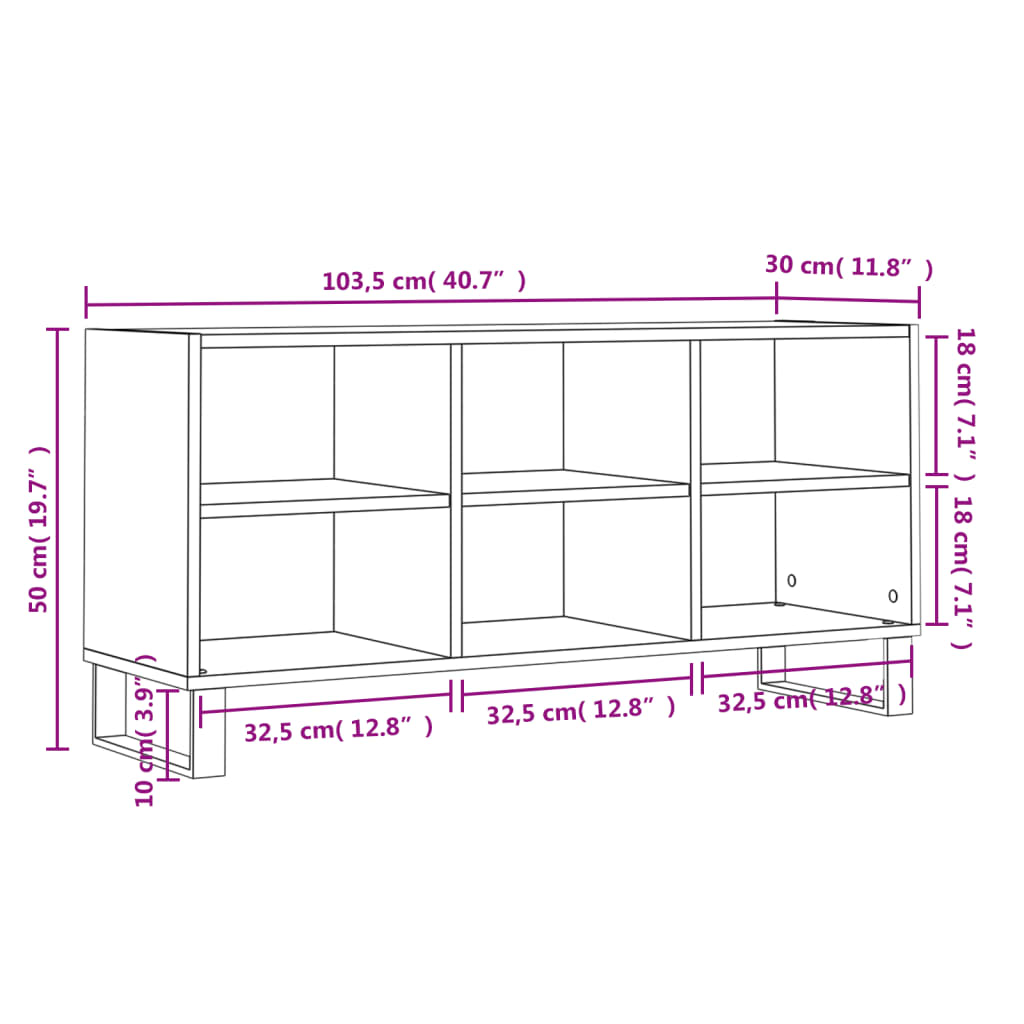 Mobile per TV Grigio Cemento 103,5x30x50 cm Legno Multistrato 827000