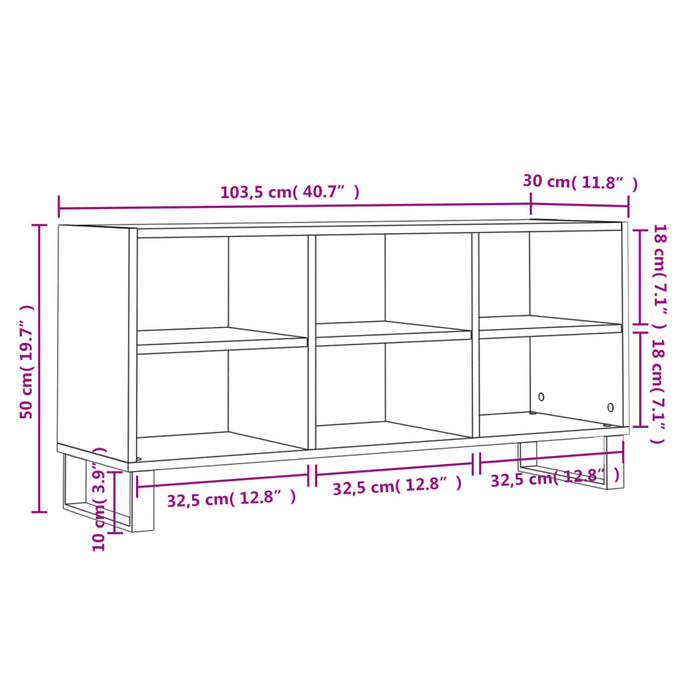 Mobile per TV Grigio Cemento 103,5x30x50 cm Legno Multistrato 827000