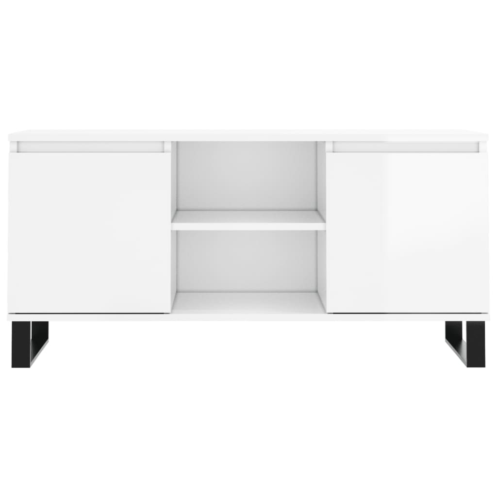 Mobile Porta TV Bianco Lucido 104x35x50 cm in Legno Multistrato 827022