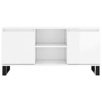 Mobile Porta TV Bianco Lucido 104x35x50 cm in Legno Multistrato 827022