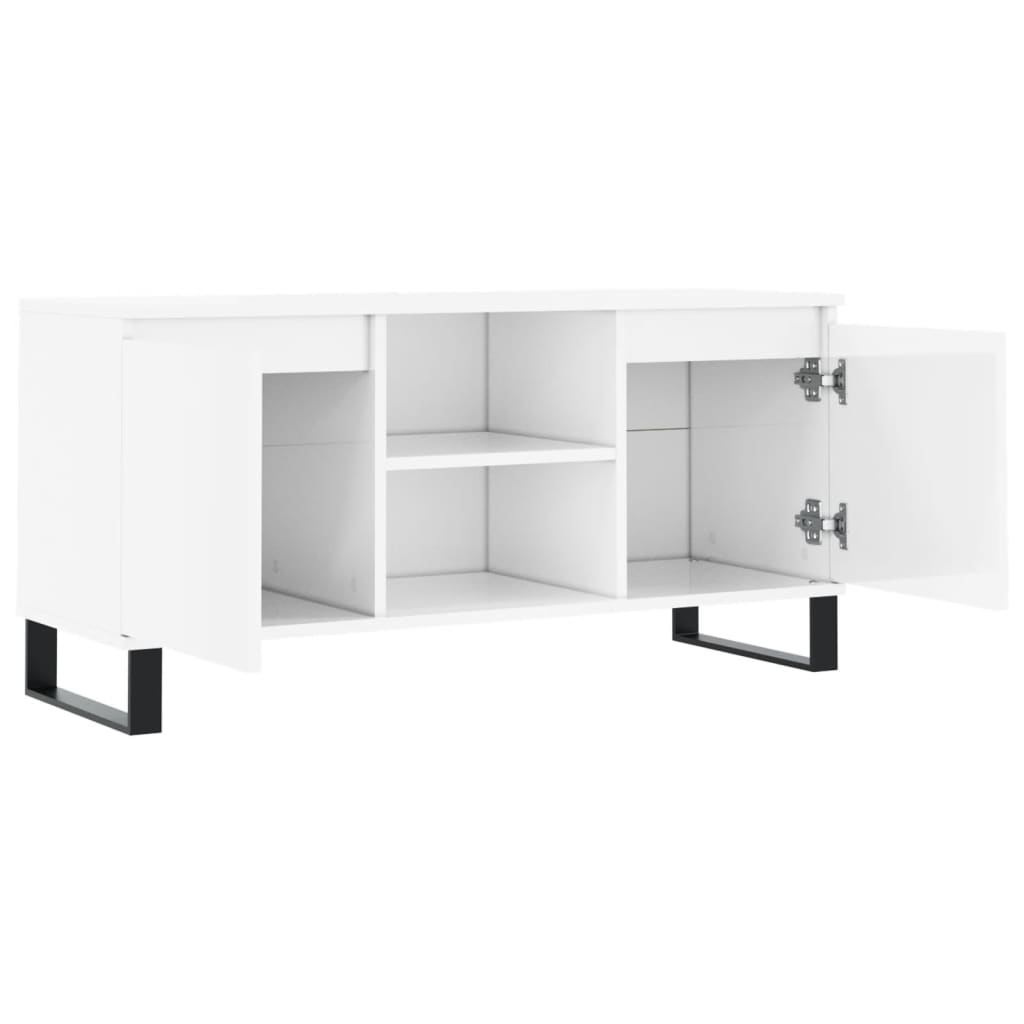 Mobile Porta TV Bianco Lucido 104x35x50 cm in Legno Multistrato 827022