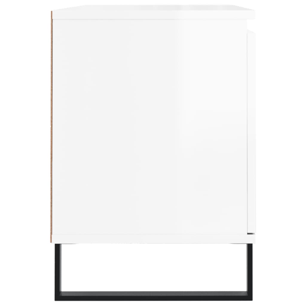 Mobile Porta TV Bianco Lucido 104x35x50 cm in Legno Multistrato 827022