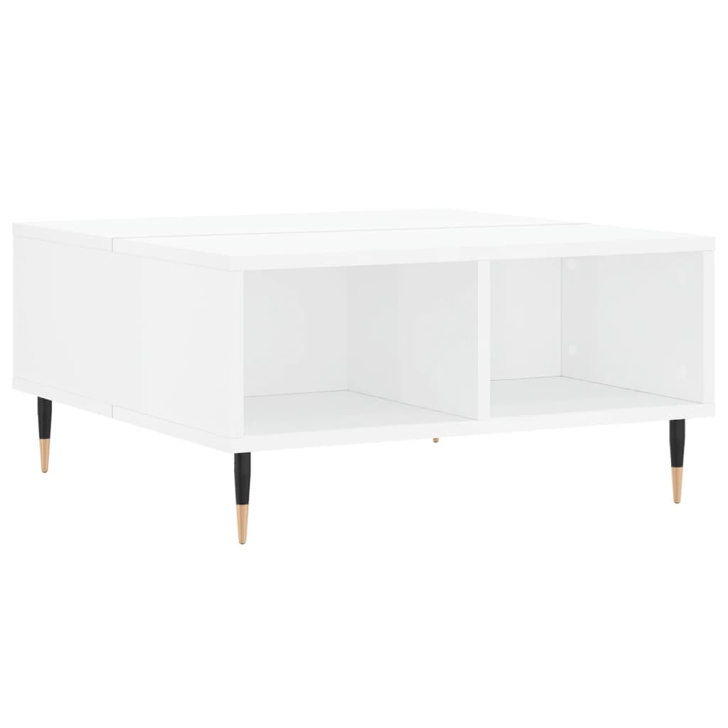 Tavolino da Salotto Bianco Lucido 60x60x30 cm Legno Multistrato 827030