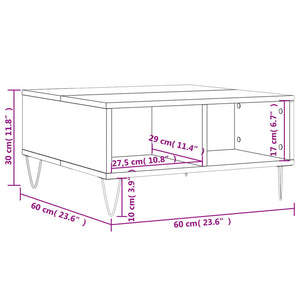 Tavolino da Salotto Rovere Fumo 60x60x30cm in Legno Multistrato 827041