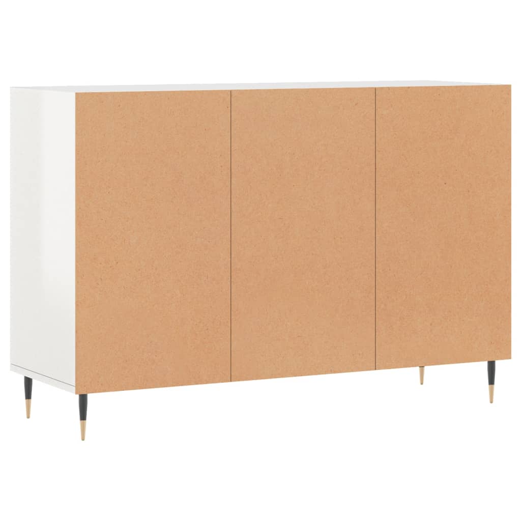 Credenza Bianco Lucido 103,5x35x70 cm in Legno Multistrato 827102