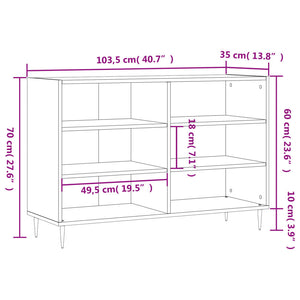 Credenza Rovere Fumo 103,5x35x70 cm in Legno Multistrato 827105