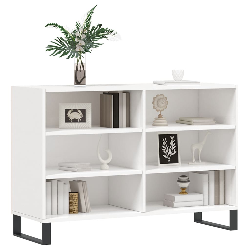 Credenza Bianco Lucido 103,5x35x70 cm in Legno Multistrato 827118