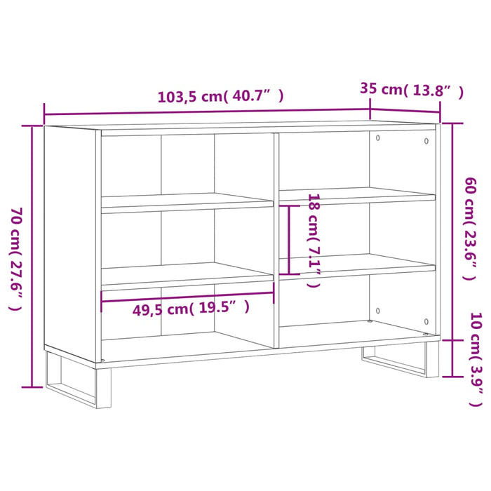 Credenza Bianco Lucido 103,5x35x70 cm in Legno Multistrato 827118