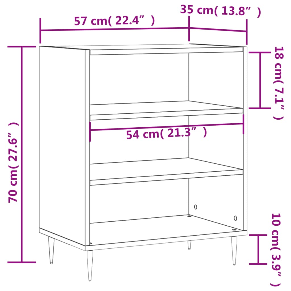 Credenza Nera 57x35x70 cm in Legno Multistrato 827125