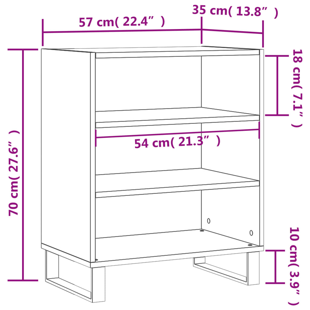 Credenza Bianca 57x35x70 cm in Legno Multistrato 827140