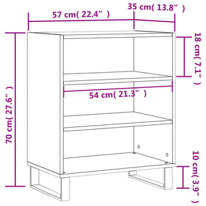 Credenza Bianco Lucido 57x35x70 cm in Legno Multistrato 827142